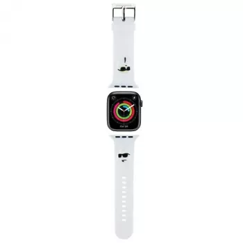 Karl Lagerfeld 3D Gumijas Karl & Choupette Galvas NFT Apple Watch Siksniņa 42/44/45/49mm Balta