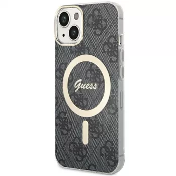 Guess GUHMP15MH4STK Cietais vāciņš iPhone 15 Plus/14 Plus 6,7 inch Melns MagSafe 4G