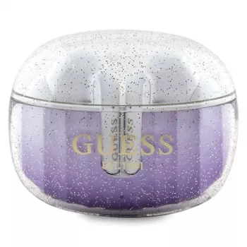 Guess Glitter Gradient True Wireless Bluetooth Earbuds ar uzlādes futrāli (Purpura)