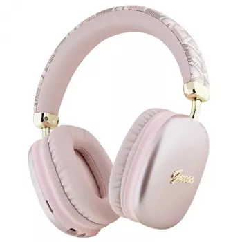 Guess Gcube Metallic Script Logo On-Ear Bluetooth Headphones Pink
