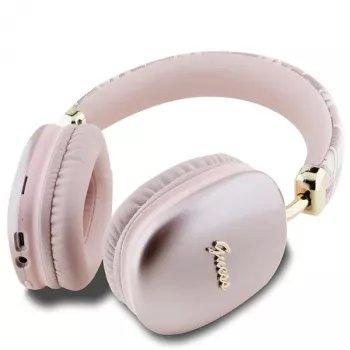 Guess Gcube Metallic Script Logo On-Ear Bluetooth Headphones Pink