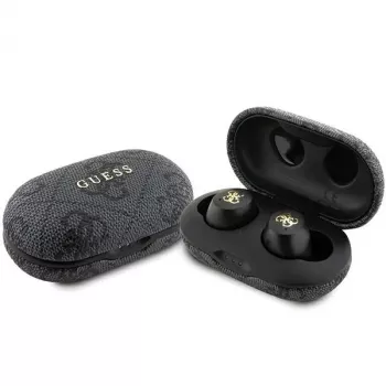 Guess 4G Metal Logo Bluetooth TWS ENC Earbuds ar uzlādes futrāli (Melns)