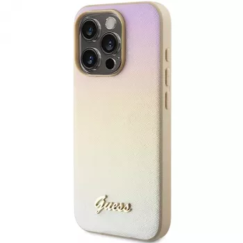 Guess GUHCP14XPSAIRSD Saffiano Iridescent Script Hard Case Apple iPhone 14 Pro Max 6,7 collas - Zelts