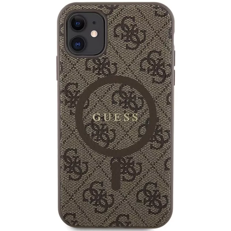 Guess GUHMN61G4GFRW Hardcase Apple iPhone 11 / XR 6.1 inch Brūna Āda Metāla Logo MagSafe 4G Kolekcija