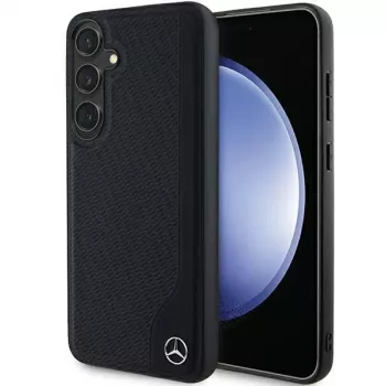 Mercedes-Benz Debossed Line Leather MagSafe Hard Case for Samsung Galaxy S24+ (SM-S926) - Black