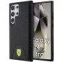 Ferrari FEHCS24LN3PUK Cietais maciņš Samsung Galaxy S24 Ultra, oglekļa šūts apakšdaļa, melns