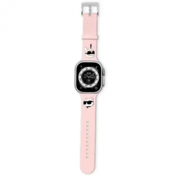Karl Lagerfeld 3D Gumijas Karl & Choupette Galvas Siksniņa Apple Watch 42/44/45/49mm Rozā