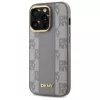 DKNY DKHMP14LPCPVSLE Cietais ādas vāciņš Checkered Mono Pattern MagSafe iPhone 14 Pro 6.1 Bēšs