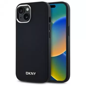 DKNY DKHMP15SPSCMCLK iPhone 15 6,1 inch Black Hardcase Plain Logo MagSafe