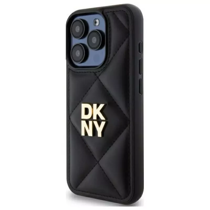 DKNY DKHCP15LPQDSLK Quilted Stack Logo Back Cover Apple iPhone 15 Pro 6.1 Melns