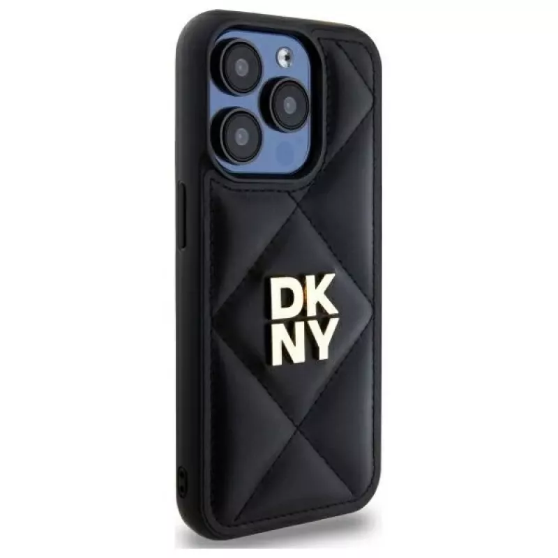 DKNY DKHCP15LPQDSLK Quilted Stack Logo Back Cover Apple iPhone 15 Pro 6.1 Melns