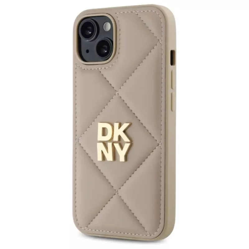 DKNY DKHCP14SPQDSLE Quilted Stack Logo Maciņš Apple iPhone 14 6,1 inch Bēšs
