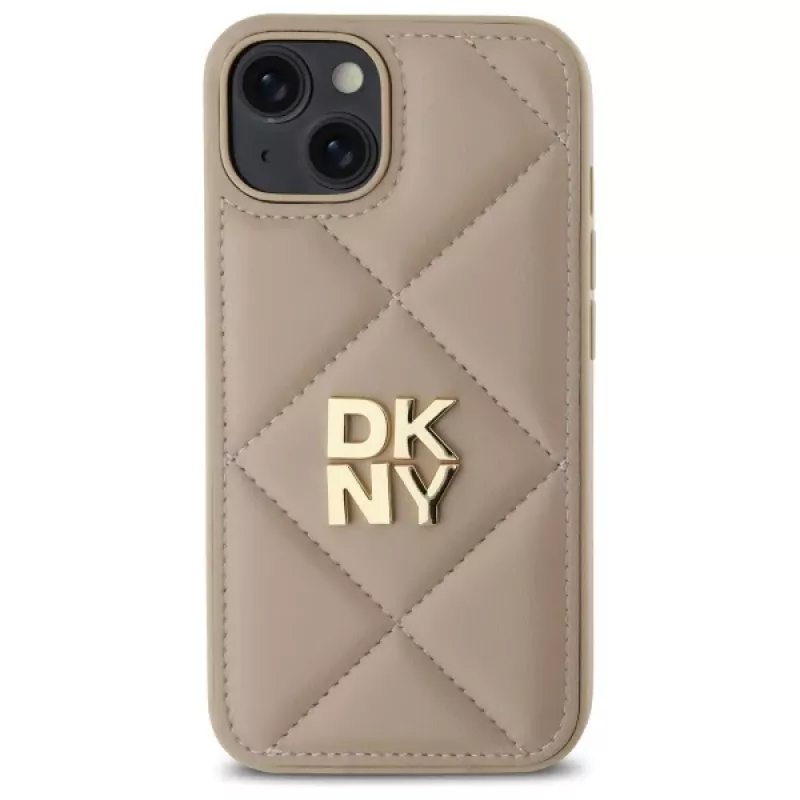 DKNY DKHCP14SPQDSLE Quilted Stack Logo Maciņš Apple iPhone 14 6,1 inch Bēšs