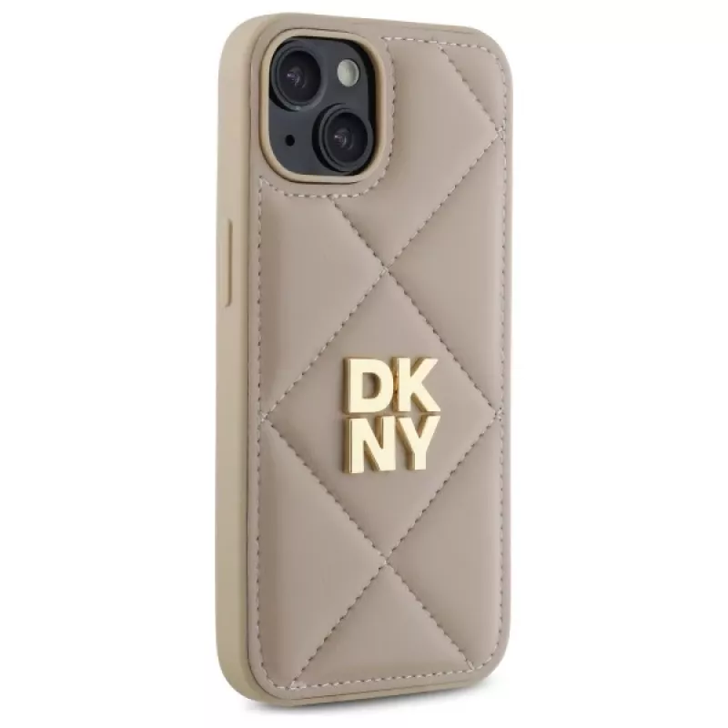 DKNY DKHCP14SPQDSLE Quilted Stack Logo Maciņš Apple iPhone 14 6,1 inch Bēšs