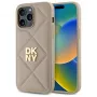 DKNY DKHCP14LPQDSLE Quilted Stack Logo Back Cover iPhone 14 Pro 6,1 inch - Bēšs