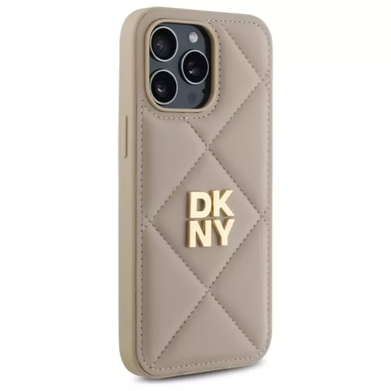 DKNY DKHCP14LPQDSLE Quilted Stack Logo Back Cover iPhone 14 Pro 6,1 inch - Bēšs