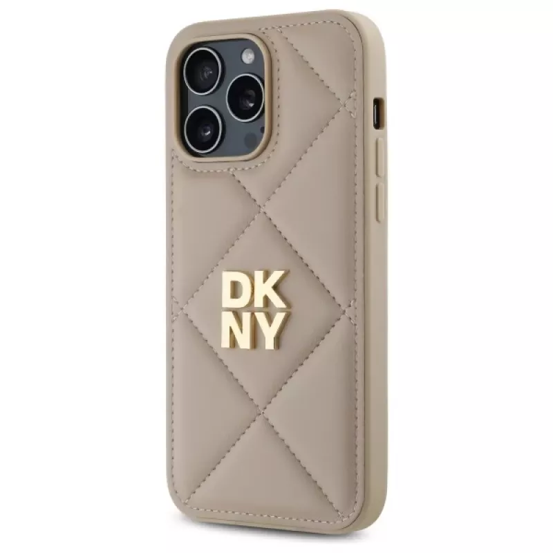 DKNY DKHCP14XPQDSLE Quilted Stack Logo Maciņš iPhone 14 Pro Max 6,7 inch - Bēšs