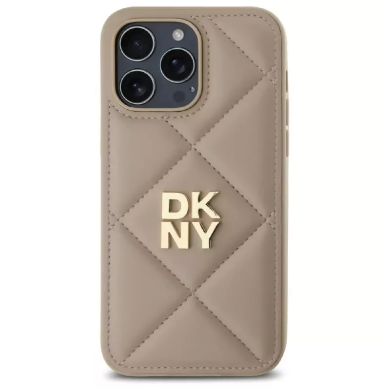 DKNY DKHCP14XPQDSLE Quilted Stack Logo Maciņš iPhone 14 Pro Max 6,7 inch - Bēšs