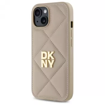 DKNY DKHCP15SPQDSLE Quilted Stack Logo Case iPhone 15 6,1 inch bēšs
