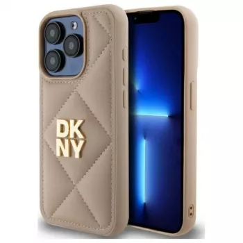 DKNY DKHCP15LPQDSLE Quilted Stack Logo Case iPhone 15 Pro 6.1 Bēšs