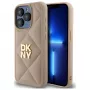 DKNY DKHCP15LPQDSLE Quilted Stack Logo Case iPhone 15 Pro 6.1 Bēšs