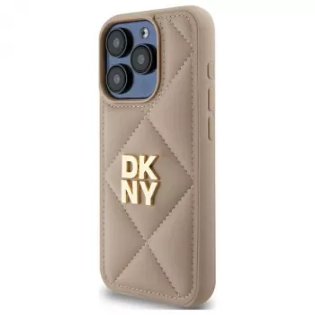 DKNY DKHCP15LPQDSLE Quilted Stack Logo Case iPhone 15 Pro 6.1 Bēšs