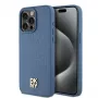 DKNY DKHMP15XPSHRPSB Hardcase Leather Monogram Pattern with Metal Logo MagSafe for iPhone 15 Pro Max 6.7 Blue