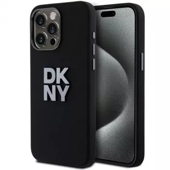 DKNY DKHCP15LSMCBSK Hardcase Liquid Silicone Case for Apple iPhone 15 Pro 6,1 inch Black Metal Logo