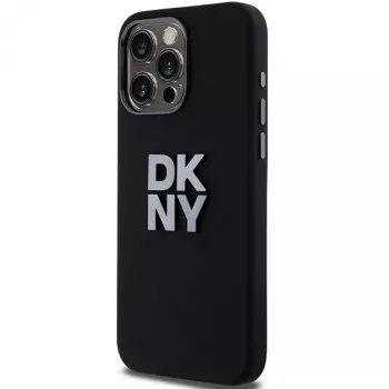 DKNY DKHCP15LSMCBSK Hardcase Liquid Silicone Case for Apple iPhone 15 Pro 6,1 inch Black Metal Logo