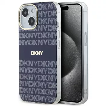 DKNY DKHMP15SHRHSEB Cietais maciņš iPhone 15/14/13 6,1 inch Zils Mono & Stripe IML MagSafe
