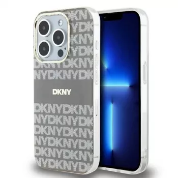 DKNY DKHMP15LHRHSEE Cietais vāciņš Apple iPhone 15 Pro 6,1 inch bēšs IML Mono & Stripe MagSafe