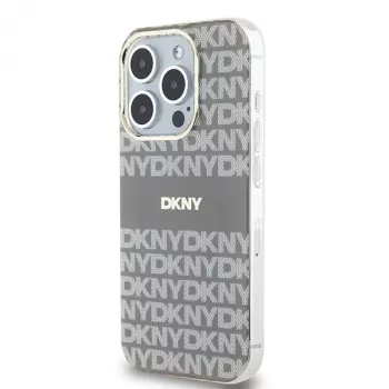 DKNY DKHMP15LHRHSEE Cietais vāciņš Apple iPhone 15 Pro 6,1 inch bēšs IML Mono & Stripe MagSafe
