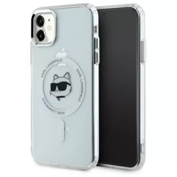 Karl Lagerfeld KLHMN61HLSCHH iPhone 11 / Xr 6.1 White Hardcase IML Metal Choupette Head MagSafe