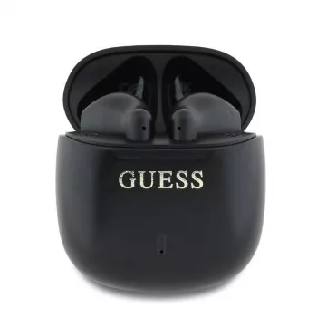 Guess GUTWSJ14ESGKTWS True Wireless Bluetooth 5.3 In-Ear austiņas ar uzlādes futrāli, melna, Classic Logo Print