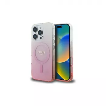 Guess IML Glitter Gradient MagSafe Case iPhone 16 Pro (Rozā)