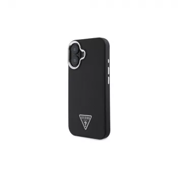 Guess GUHMP16SPGTSPSK iPhone 16 Black Hardcase Grained Triangle MagSafe