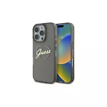 Guess GUHCP16LHCHGSPK Cietais maciņš Apple iPhone 16 Pro 6,3 inch Melns IML Sirds