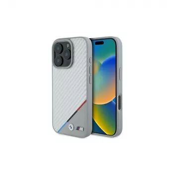 BMW M Carbon Tricolor Line Hardcase iPhone 16 Pro 6,3 inch Grey MagSafe