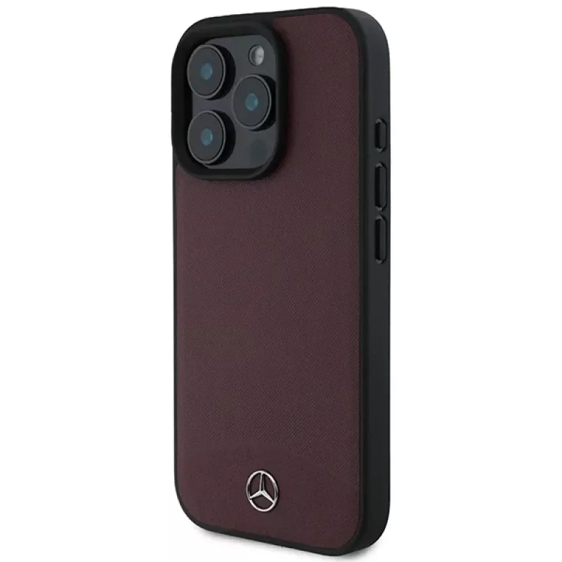 Mercedes-Benz MEHMP16L23RBARR Cietais maciņš iPhone 16 Pro 6.3 inch sarkanā teksturēta un gluda āda MagSafe