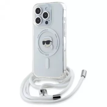 Karl Lagerfeld KLHMP16XHCKHNT iPhone 16 Pro Max 6,9 inch cietais vāciņš caurspīdīgs crossbody IML Karl Head Magsafe