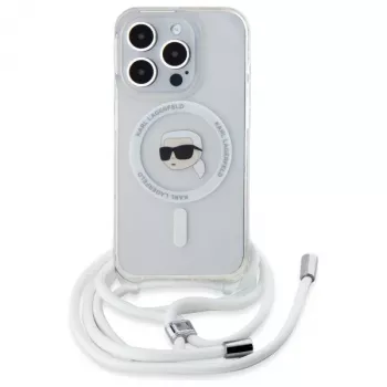 Karl Lagerfeld KLHMP16XHCKHNT iPhone 16 Pro Max 6,9 inch cietais vāciņš caurspīdīgs crossbody IML Karl Head Magsafe