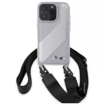 BMW M Edition Carbon Stripe & Strap Hard Case for Apple iPhone 16 Pro 6,3 inch - Grey
