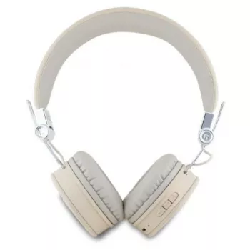 Guess Grained Classic Round Shape Wireless Bluetooth Over-Ear Headphones ar ENC, Bēšs
