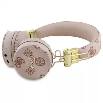 Guess Peony Script Round Shape Wireless Over-Ear Headphones with ENC, Brown
