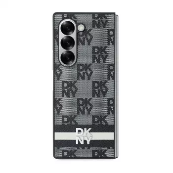 DKNY DKHCZFD6PCPTSSKZ Rūtains raksts ar svītrām Cietais maciņš Samsung Galaxy Z Fold 6 - Melns