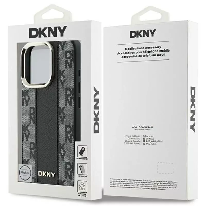 DKNY DKHMP16XPCPVSLK Cietais maciņš ar rūtainu rakstu MagSafe iPhone 16 Pro Max 6.9 Melns
