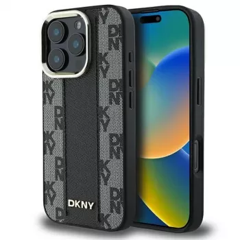 DKNY DKHMP16XPCPVSLK Cietais maciņš ar rūtainu rakstu MagSafe iPhone 16 Pro Max 6.9 Melns