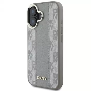 DKNY DKHMP16SPCPVSLE Cietais vāciņš Apple iPhone 16, bēšs rūtains raksts ar MagSafe