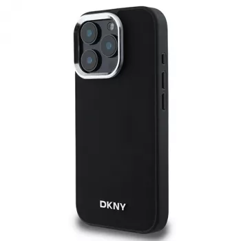 DKNY DKHMP16LPSCMCLK Cietais vāciņš iPhone 16 Pro 6,3 collu Melns Vienkāršs Sudraba Logotips MagSafe