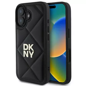 DKNY DKHCP16SPQDSLK Quilted Stack Logo aizmugurējais vāciņš Apple iPhone 16 6,1 inch - Melns